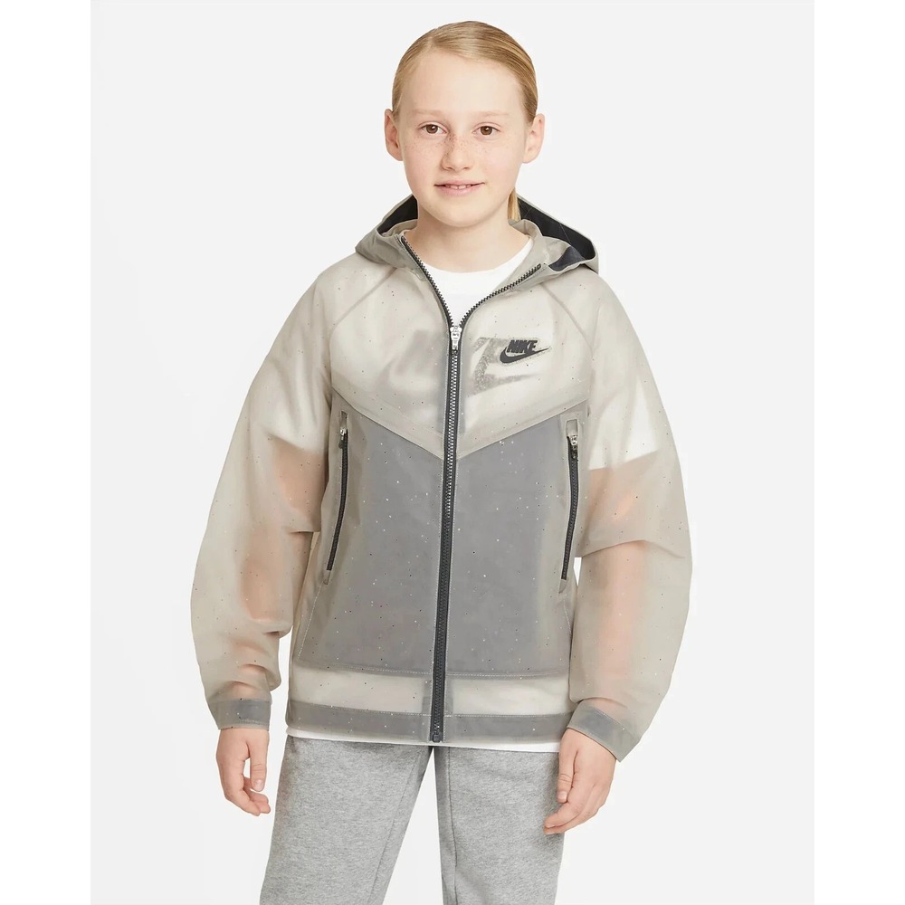 Nike Sportswear Windrunner Zero Big Kids Hooded Jacket Gray Youth Unisex Large
